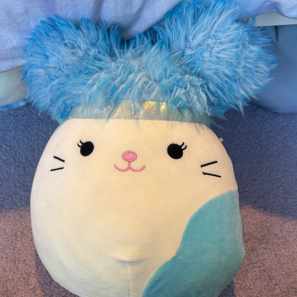 Squishmallows Cream and Blue Stuffed Animal